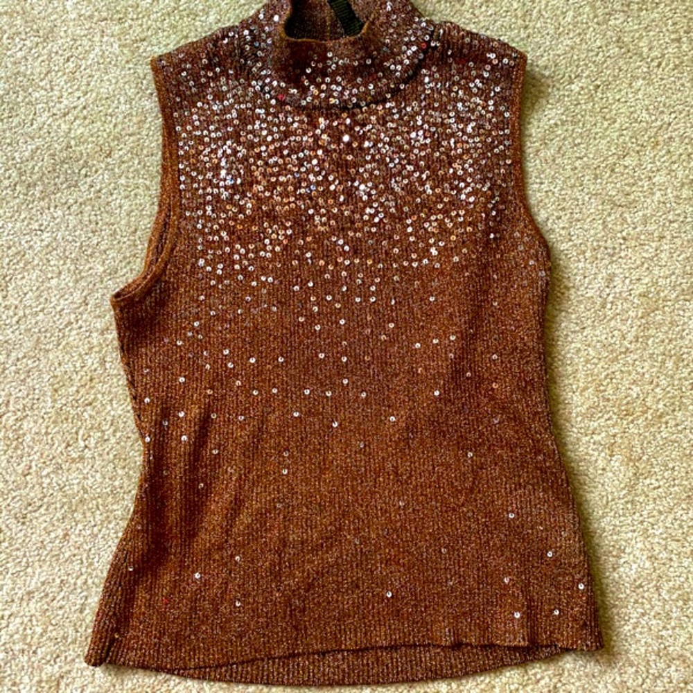 Brown metallic sleeveless top